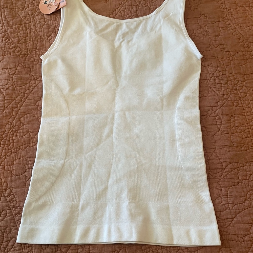 Shapermint White Fitted Sleeveless Tank Top